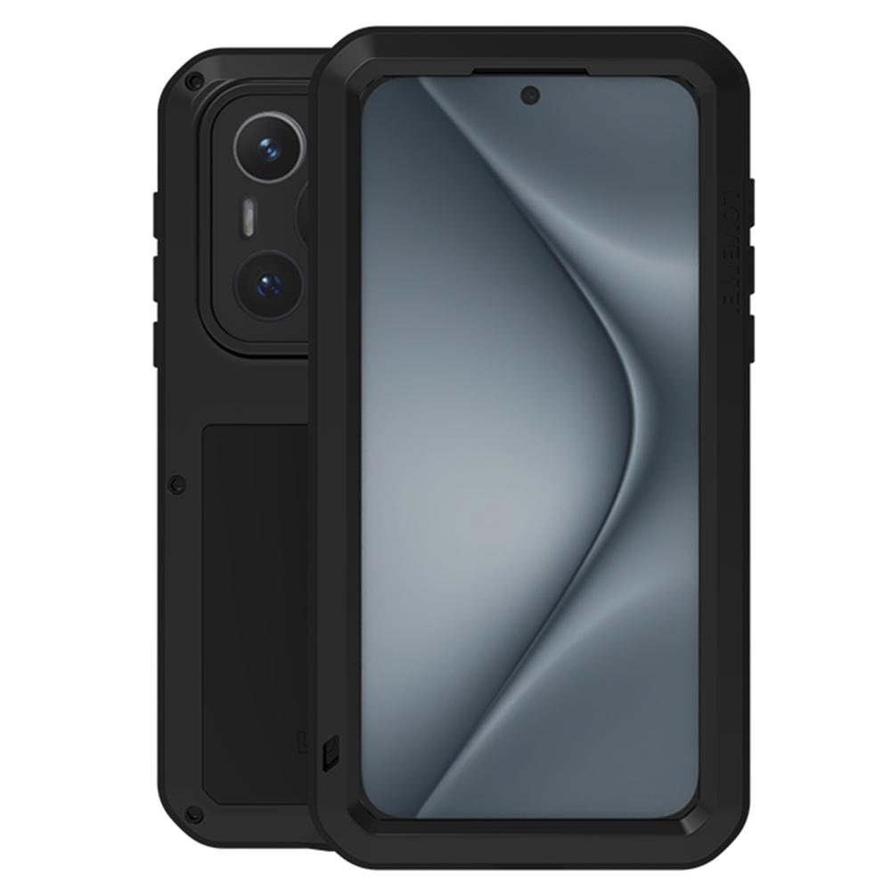 LOVE MEI Чехол для Huawei Pura 70 Закаленное стекло Защита экрана Металл+Силикон Чехол для телефона Black